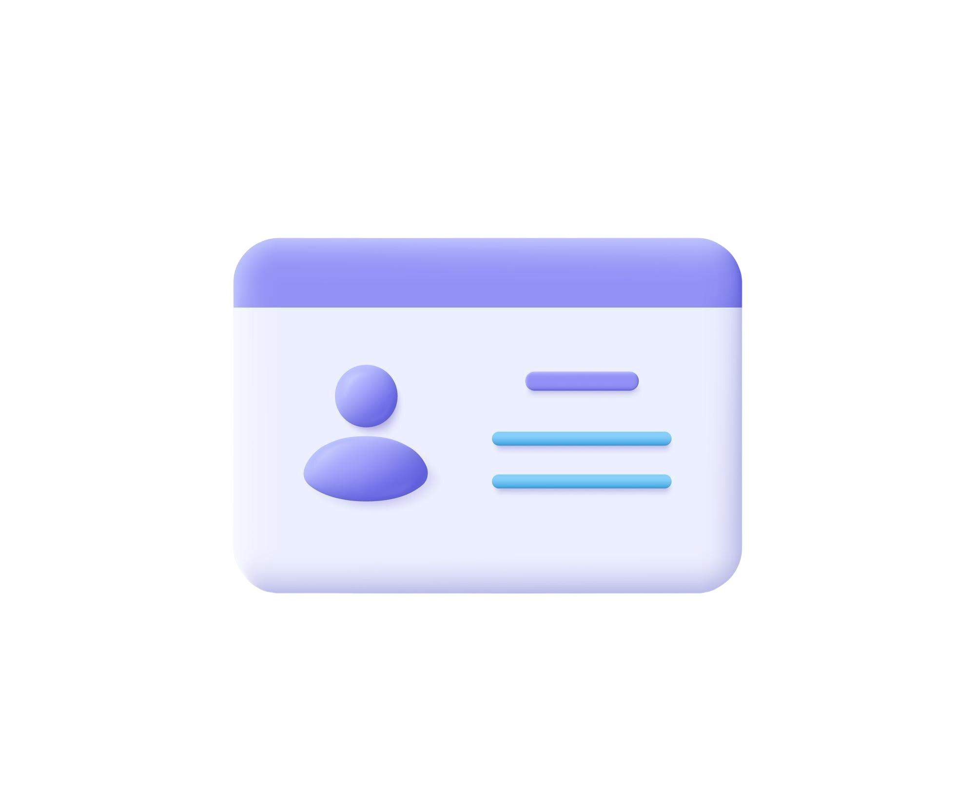 Icône 3D carte d'identité illustrant les critères d'éligibilité de l'entreprise au Crédit Impôt Innovation : statut juridique, taille et régime fiscal